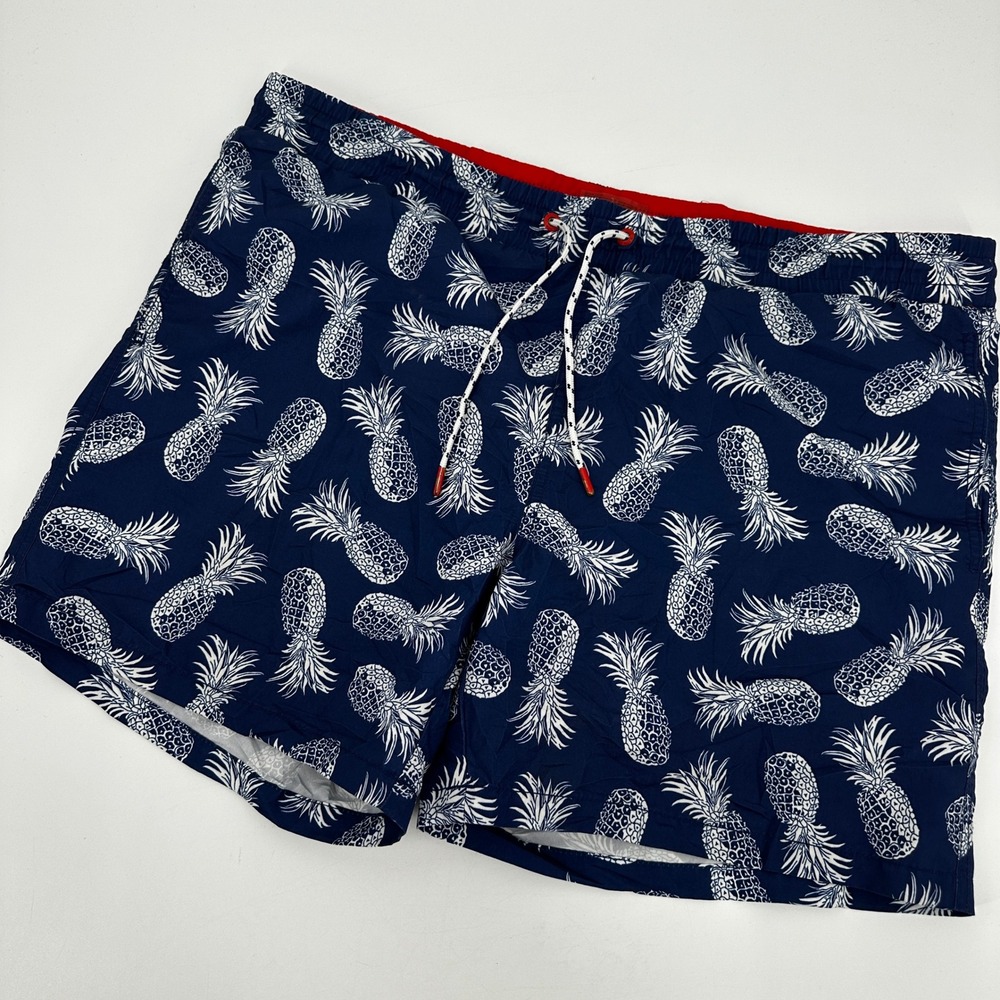 Express Mens Pineapple Print Swim Trunks Navy Size Medium Summer Board Shorts‎